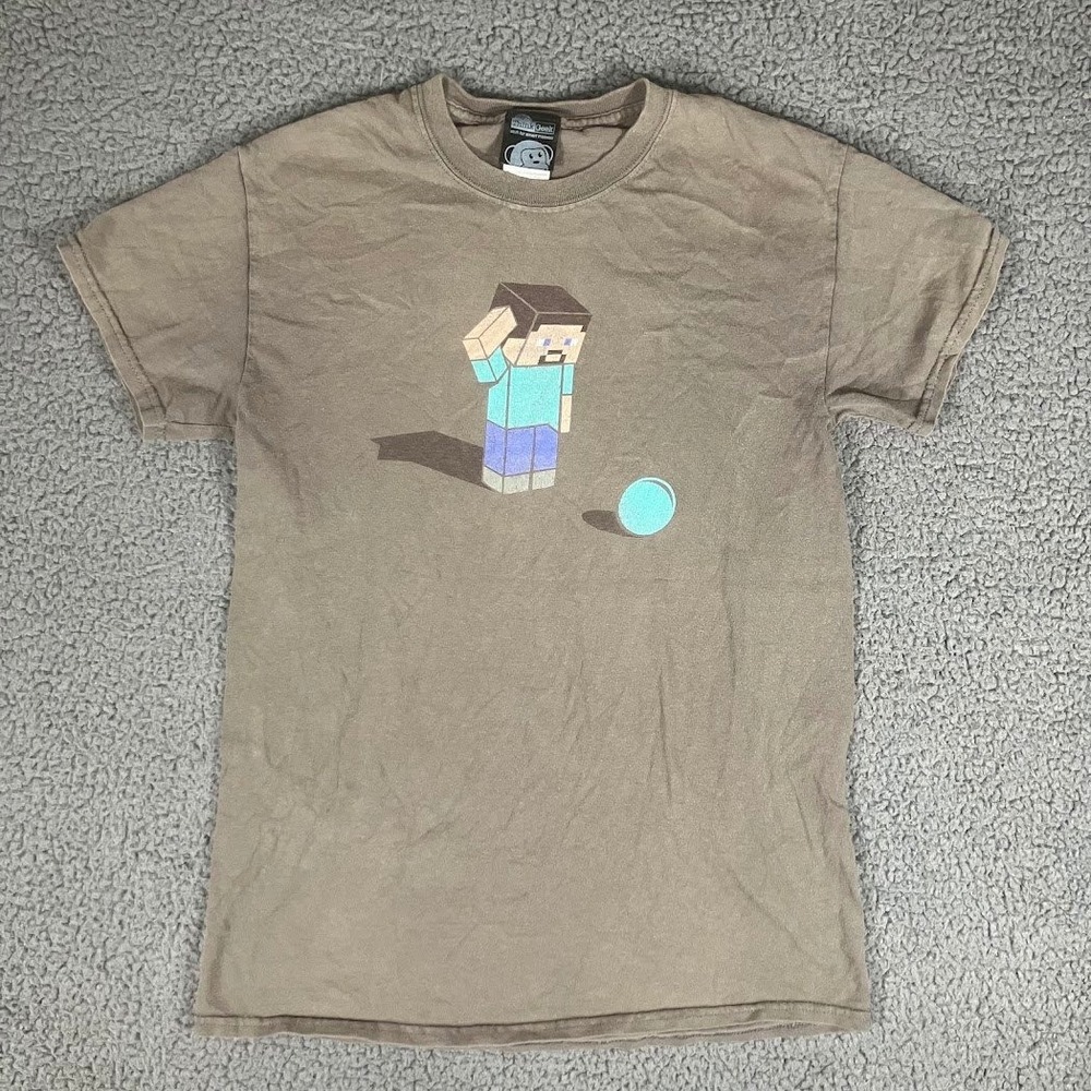 ThinkGeek Minecraft Steve Sphere Graphic T-Shirt Brown Small